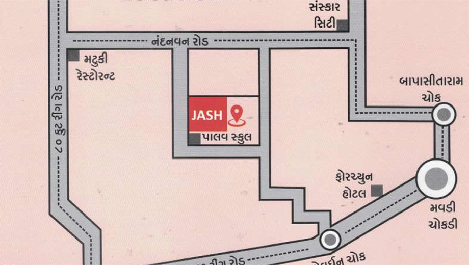 Location of Aqua Jash Apartment in Mavdi, Rajkot - Image 420470