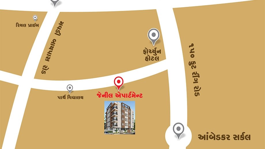 Location of JD Jenil Appartment in Mavdi, Rajkot - Image 420486