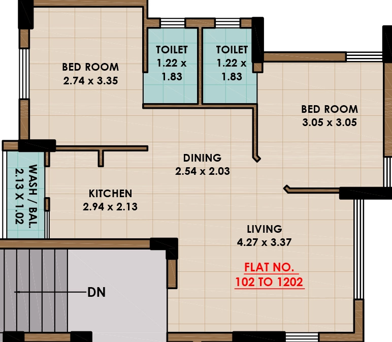 2 BHK Flat in Krishnam Copper Luxuria in Mavdi, Rajkot - Image 925451