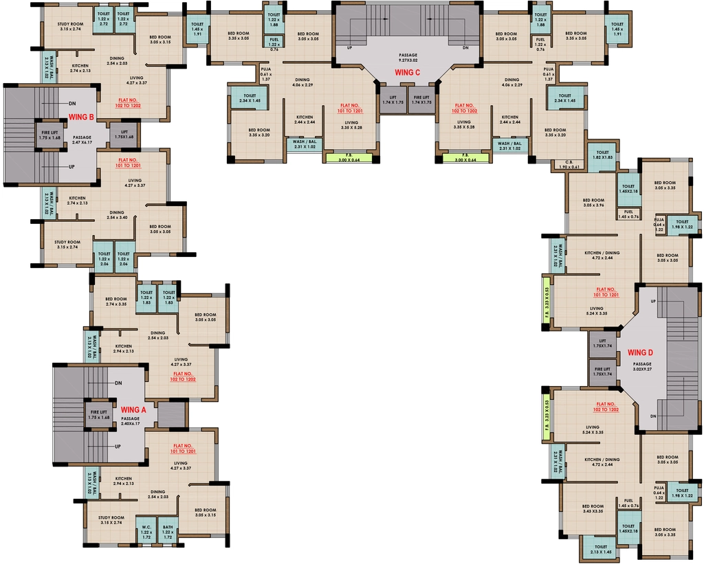 Floor Plan of Krishnam Copper Luxuria in Mavdi, Rajkot - Image 420547