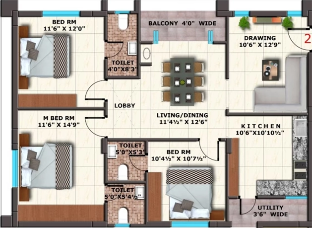 3 BHK Flat in Matrix Florence in Poranki, Vijayawada - Image 925459