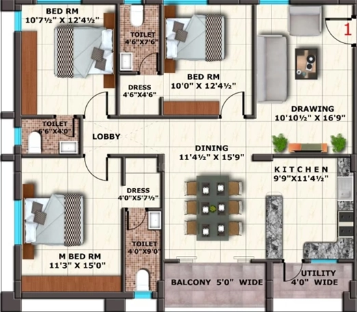 3 BHK Flat in Matrix Florence in Poranki, Vijayawada - Image 925460