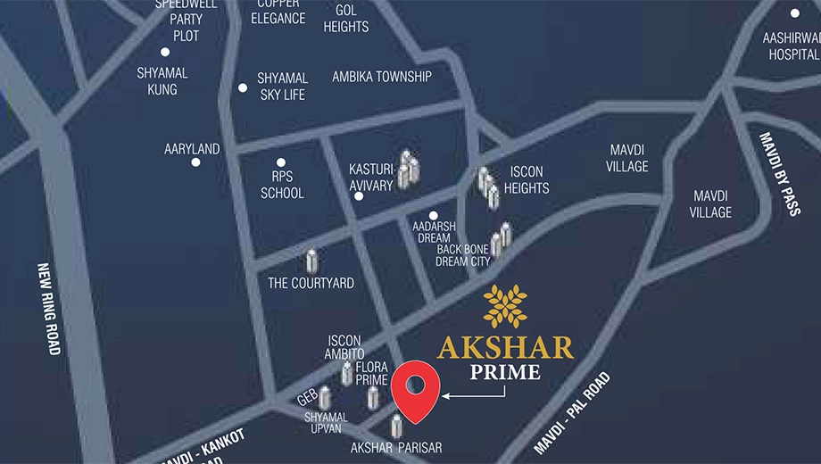 Location of Madhav Akshar Prime in Mavdi, Rajkot - Image 420568