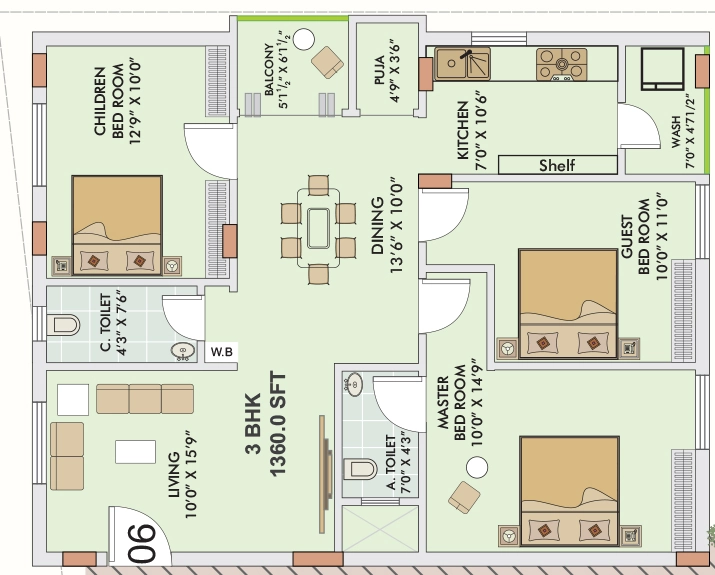 3 BHK Flat in Mega Green Avenues in Gollapudi, Vijayawada - Image 925486