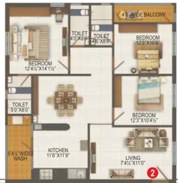 3 BHK Flat in Northface Grandeur in Gollapudi, Vijayawada - Image 925494