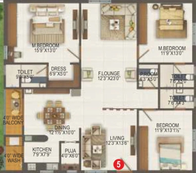 3 BHK Flat in Northface Grandeur in Gollapudi, Vijayawada - Image 925495