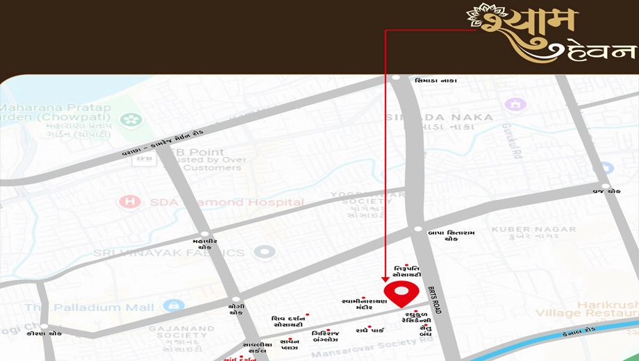 Location of Aarya Shyam Heaven in Yoginagar Society, Surat - Image 420657