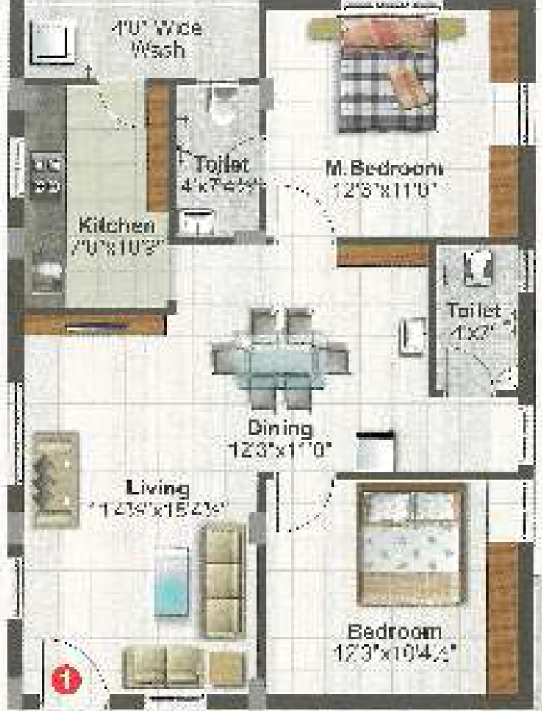 2 BHK Flat in NVR Sri Mahalakshmi Nilayam in Gollapudi, Vijayawada - Image 925498