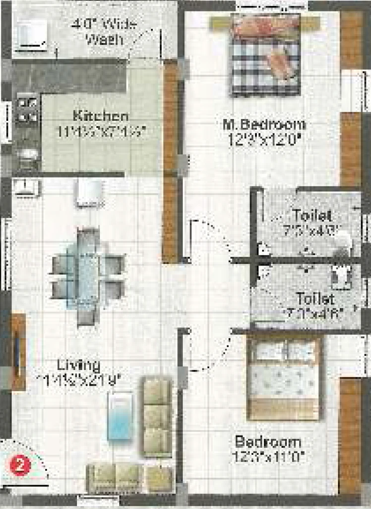 2 BHK Flat in NVR Sri Mahalakshmi Nilayam in Gollapudi, Vijayawada - Image 925499