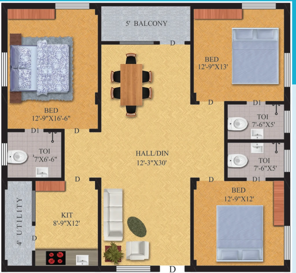 2 BHK Flat in Pavan Towers in Nidamanuru, Vijayawada - Image 925502