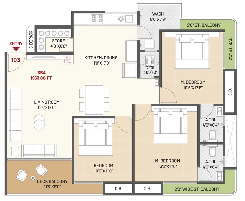 3 BHK Flat in Hare Krishna Liviano in Uttran, Surat - Image 925503