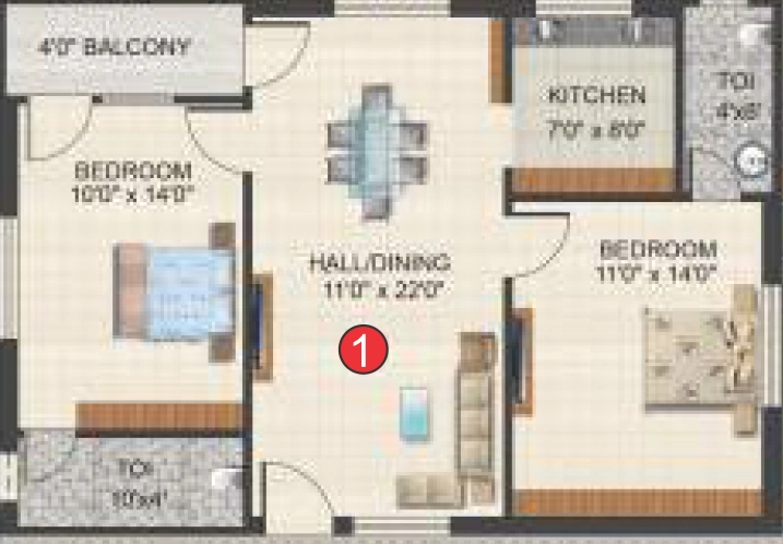 2 BHK Flat in Siri Vamsis Mandava Mansion in Edupugallu, Vijayawada - Image 925512