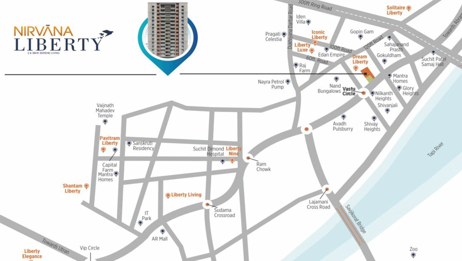Location of Ganesha Nirvana Liberty in Mota Varachha, Surat - Image 420728
