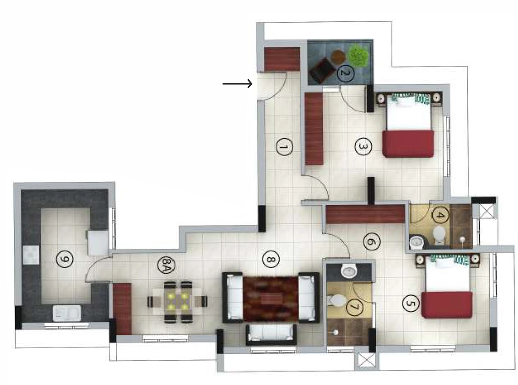 2 BHK Flat in Beacon Infinity in Aakkulam, Thiruvananthapuram - Image 925529