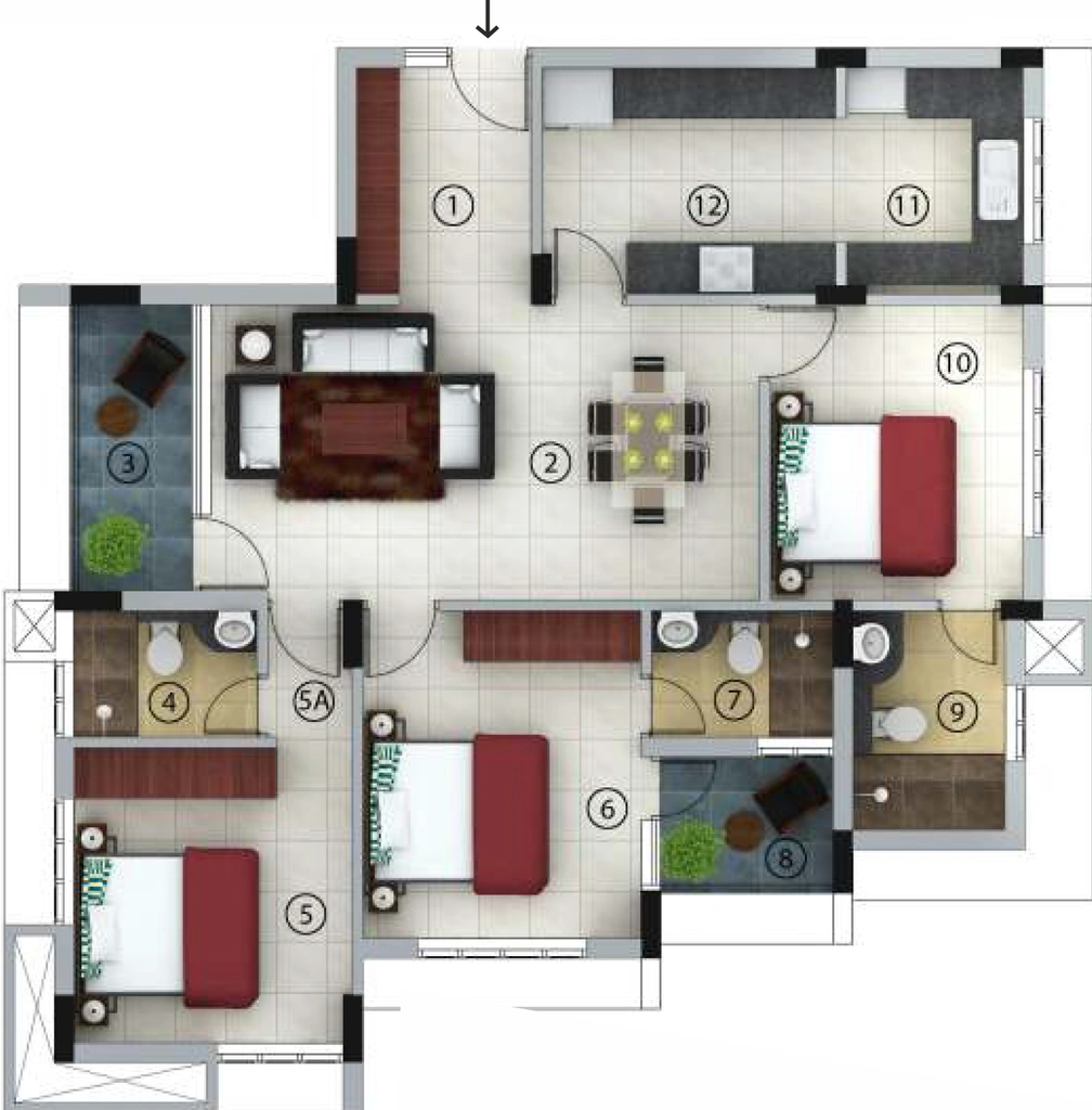 3 BHK Flat in Beacon Infinity in Aakkulam, Thiruvananthapuram - Image 925530