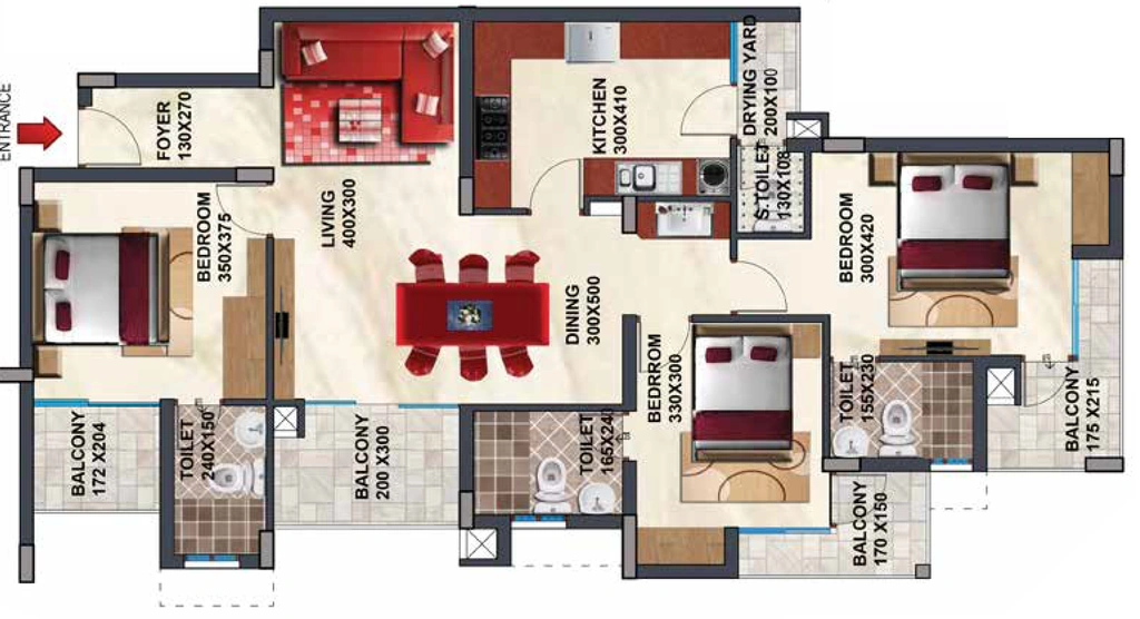 3 BHK Flat in Heera Skygolf in Sasthamangalam, Thiruvananthapuram - Image 925546