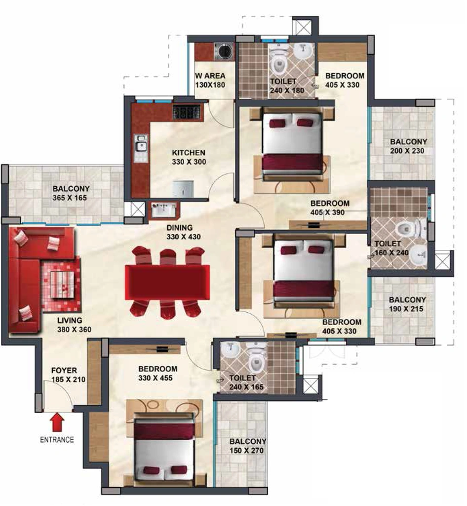 3 BHK Flat in Heera Skygolf in Sasthamangalam, Thiruvananthapuram - Image 925547