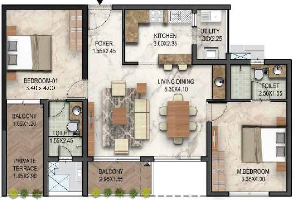 2 BHK Flat in iCloudHomes Stories In The Sky in Aakkulam, Thiruvananthapuram - Image 925548