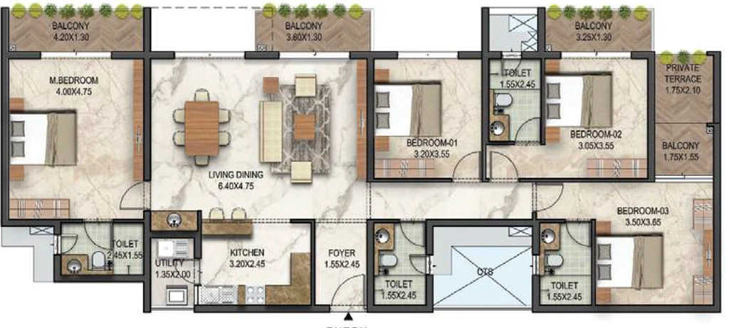 4 BHK Flat in iCloudHomes Stories In The Sky in Aakkulam, Thiruvananthapuram - Image 925550