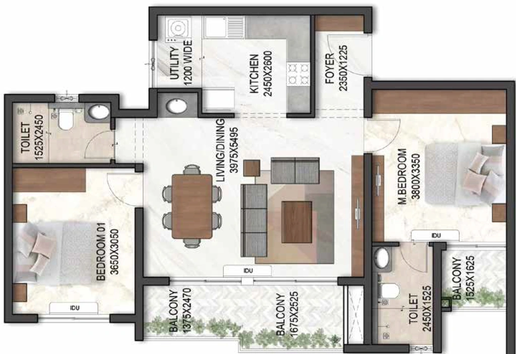 2 BHK Flat in icloudHomes Where Dreams Begin in Pattom, Thiruvananthapuram - Image 925573