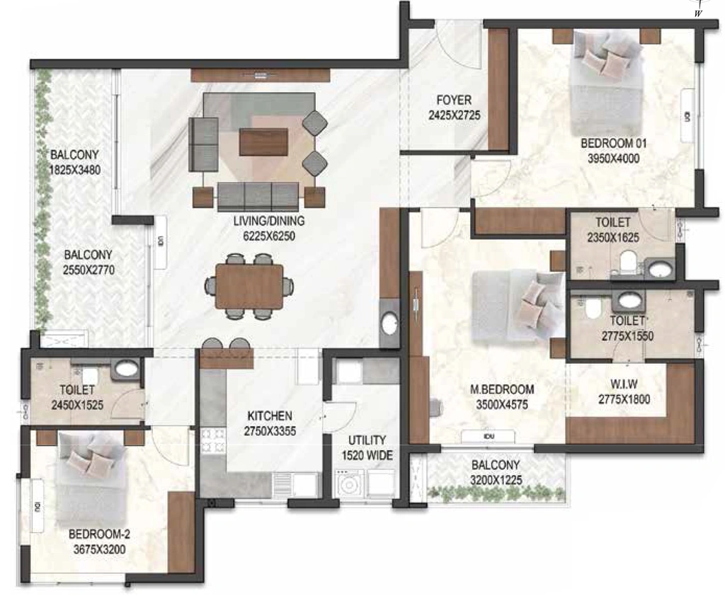3 BHK Flat in icloudHomes Where Dreams Begin in Pattom, Thiruvananthapuram - Image 925575