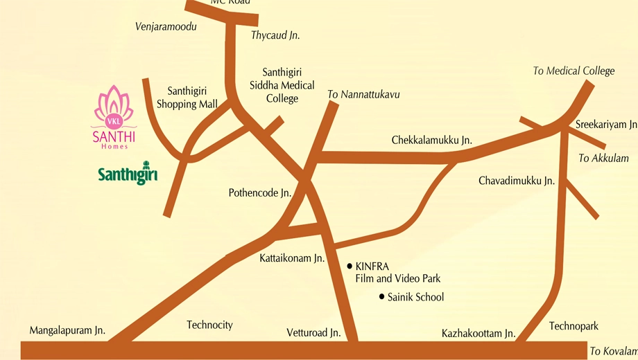 Location of VKL Santhi Homes in Pothencode, Thiruvananthapuram - Image 421426