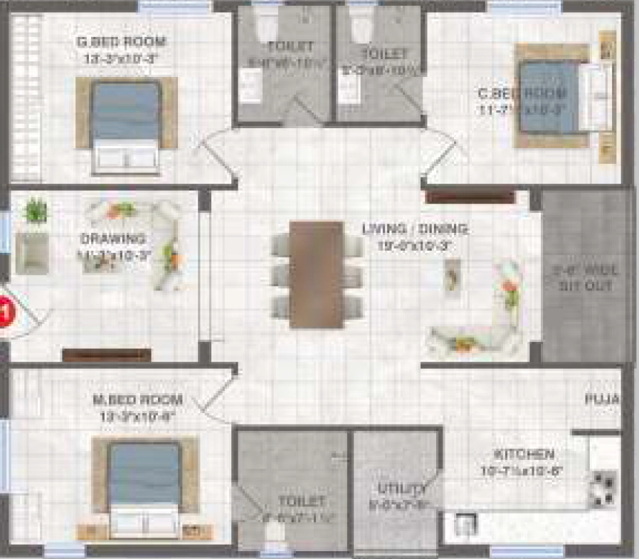 3 BHK Flat in Amacon Chalasani Township in Nunna, Vijayawada - Image 925523
