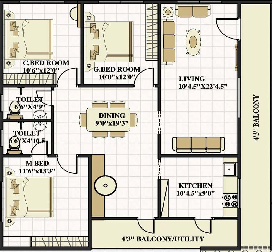 3 BHK Flat in Lordvens Sri Sai Balaji Enclave in Nunna, Vijayawada - Image 925527