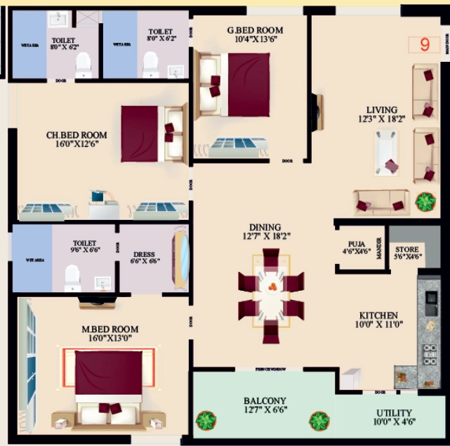 3 BHK Flat in PVR Pride in Patamata, Vijayawada - Image 925539