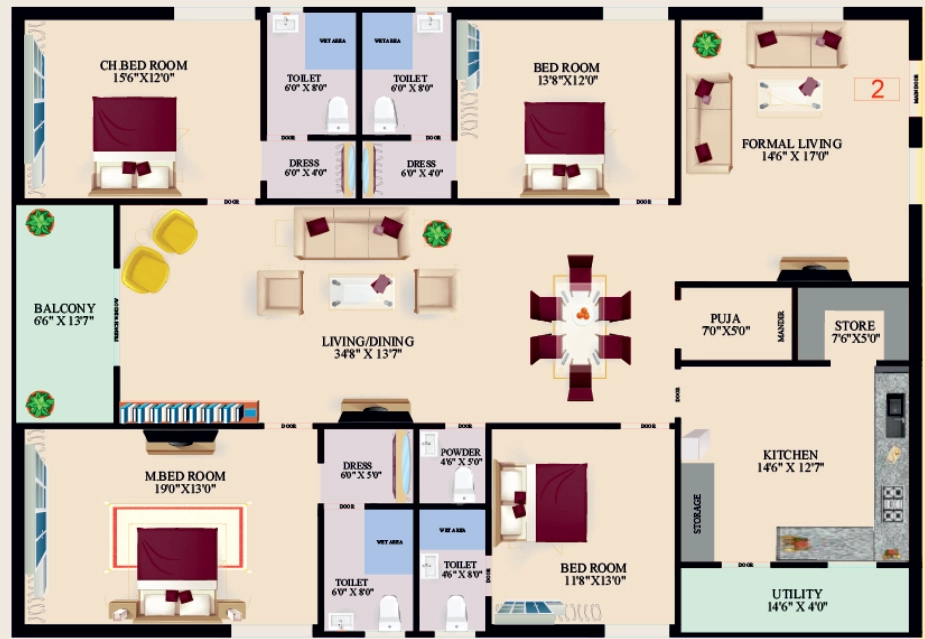 4 BHK Flat in PVR Pride in Patamata, Vijayawada - Image 925540
