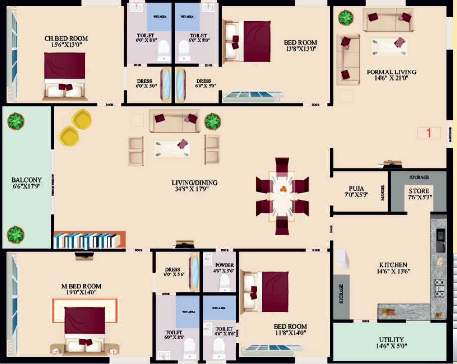 4 BHK Flat in PVR Pride in Patamata, Vijayawada - Image 925541