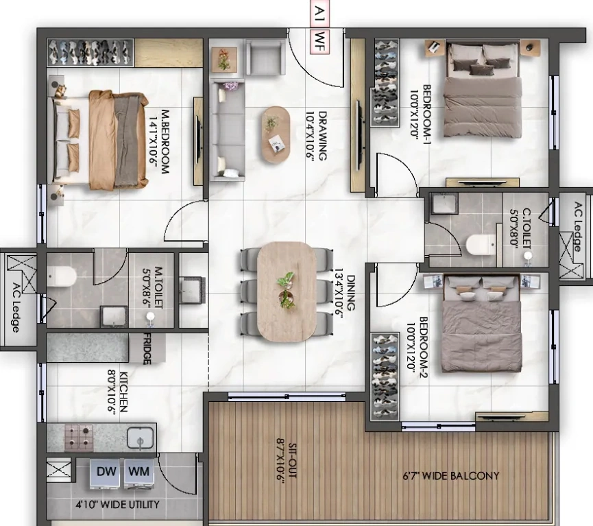 3 BHK Flat in Sukod Ambience Lumina in Hafeezpet, Hyderabad - Image 925577