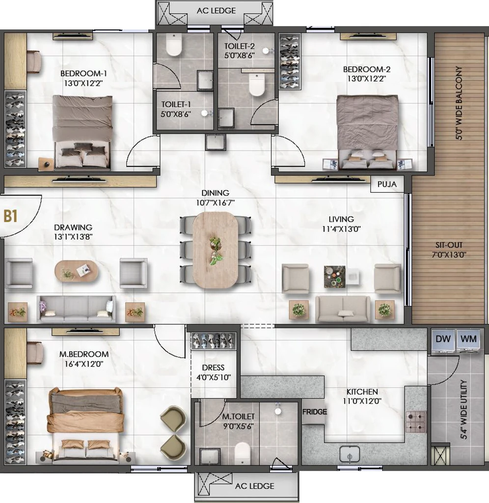 3 BHK Flat in Sukod Ambience Lumina in Hafeezpet, Hyderabad - Image 925581