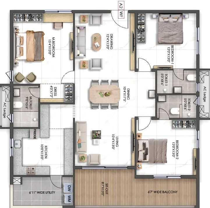 3 BHK Flat in Sukod Ambience Lumina in Hafeezpet, Hyderabad - Image 925583