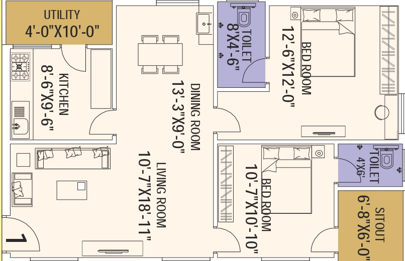 2 BHK Flat in SKS Royal Meadows in Patamata, Vijayawada - Image 925584