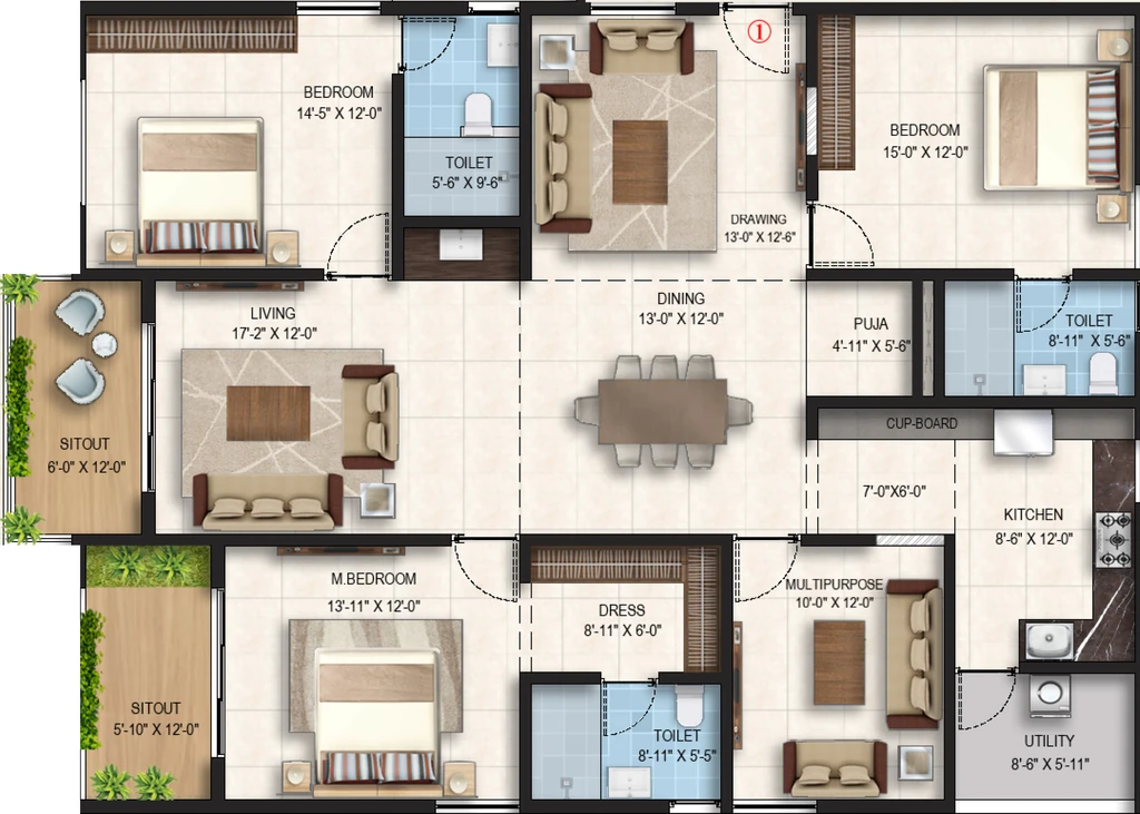 3.5 BHK Flat in Glentree Onyx in Zamistanpur, Hyderabad - Image 925622