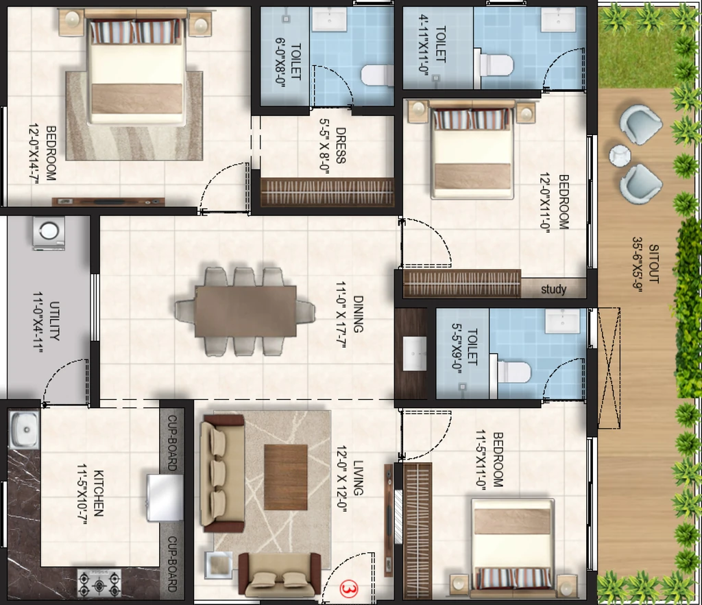 3 BHK Flat in Glentree Onyx in Zamistanpur, Hyderabad - Image 925618