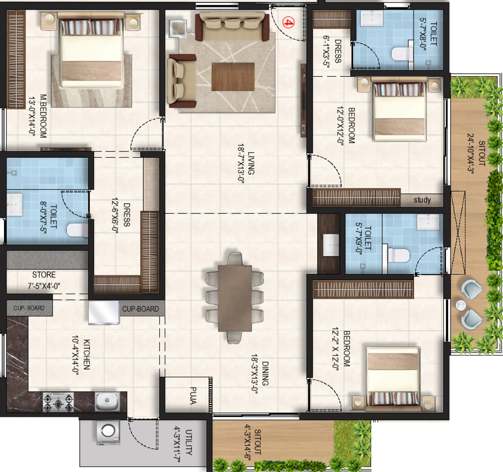 3 BHK Flat in Glentree Onyx in Zamistanpur, Hyderabad - Image 925619