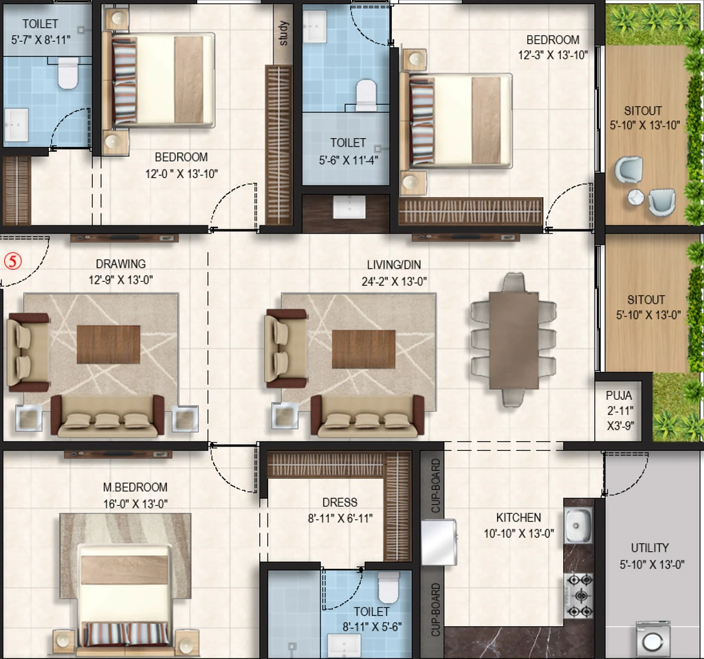 3 BHK Flat in Glentree Onyx in Zamistanpur, Hyderabad - Image 925620