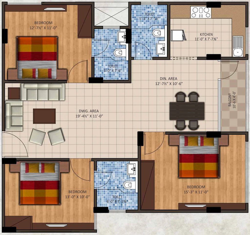 3 BHK Flat in Coral Golf Greens in Ratanada, Jodhpur - Image 925616