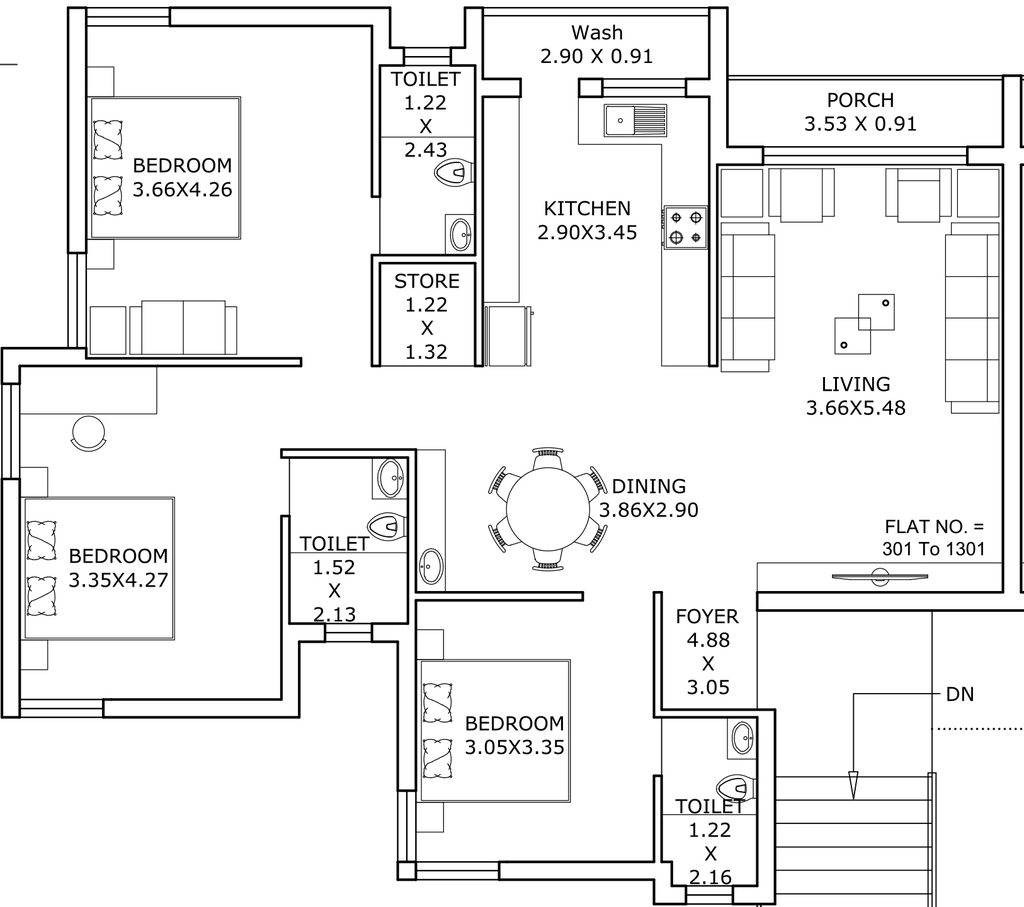 3 BHK Flat in Malabar West in Mavdi, Rajkot - Image 925629