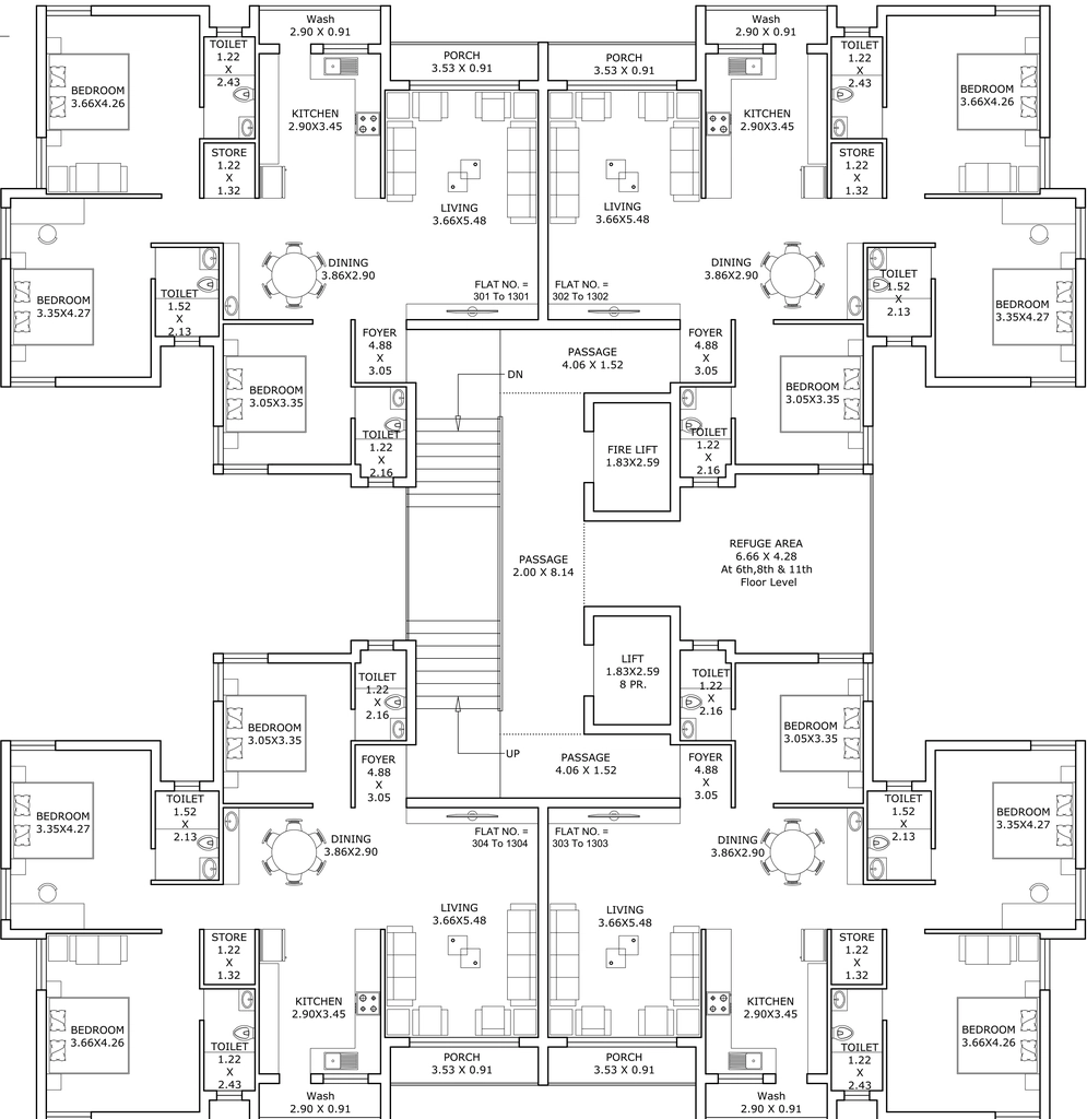 Floor Plan of Malabar West in Mavdi, Rajkot - Image 421016
