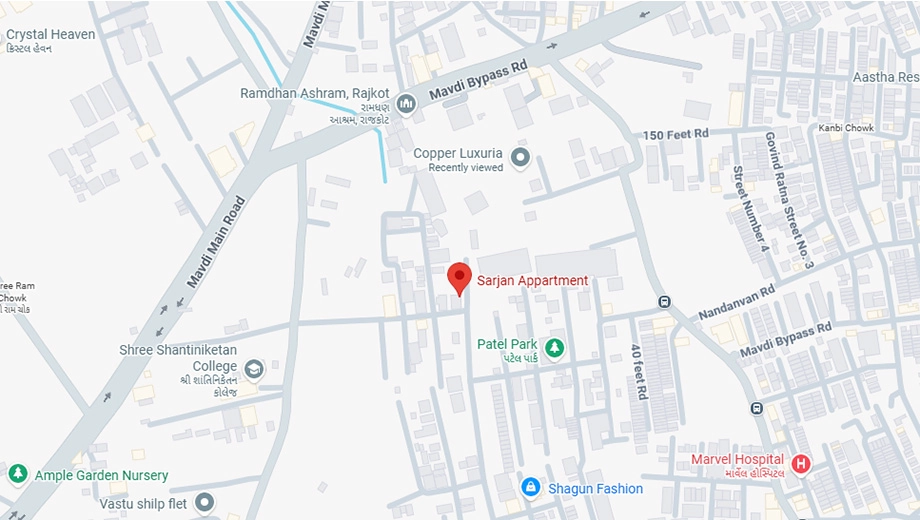 Location of Om Sarjan Complex in Mavdi, Rajkot - Image 421032