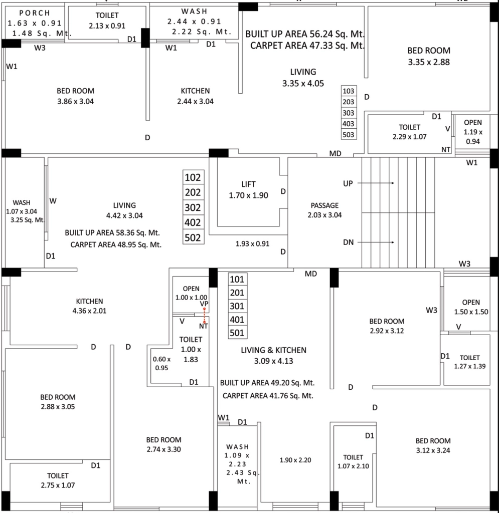 Floor Plan of Parth Shivam Apartment in Mavdi, Rajkot - Image 421044
