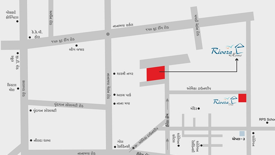 Location of Radhe Rivera View in Mota Mava, Rajkot - Image 421084