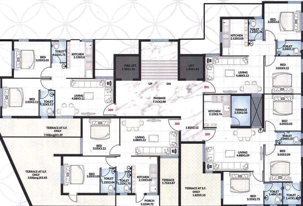Floor Plan of Radheshree Sarvottam Palace in Mavdi, Rajkot - Image 421099