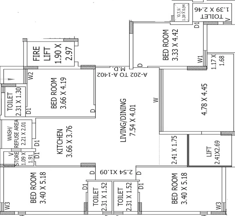 4 BHK Flat in Hiteshbhai Real Classic in Mota Mava, Rajkot - Image 925648