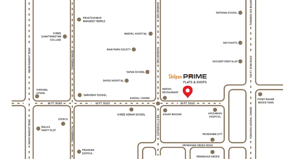 Location of Reva Shilpan Prime in Mavdi, Rajkot - Image 421124