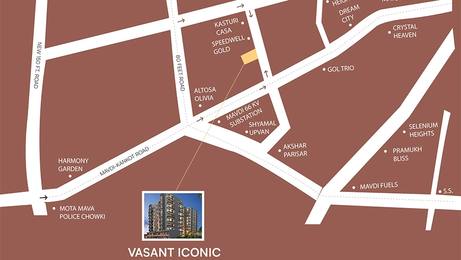 Location of Sakar Vasant Iconic in Mavdi, Rajkot - Image 421143
