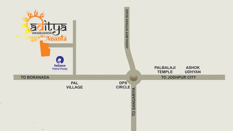 Location of Aditya Dwarkadish Ananta in Pal Gaon, Jodhpur - Image 422220